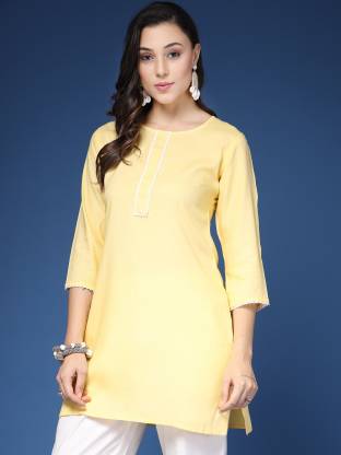 Yellow Solid Straight Kurta