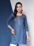 Light Blue Polka Print Kurta