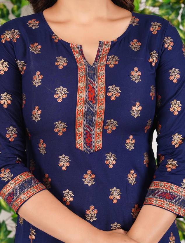 Blue Blossom Floral Kurta