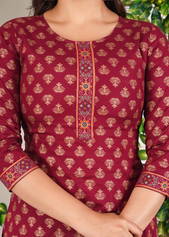 Graceful Maroon Floral Kurta