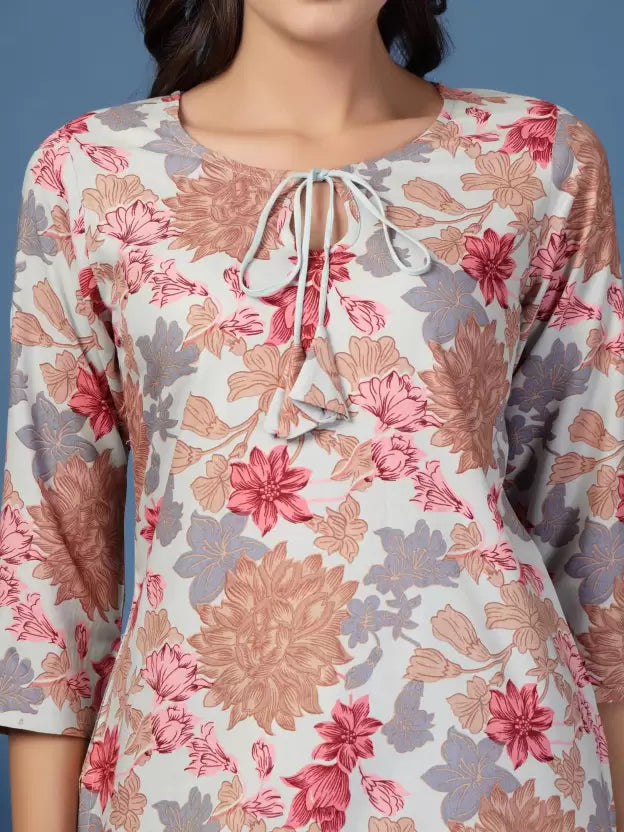 Comfortable Green Floral Straight Kurta