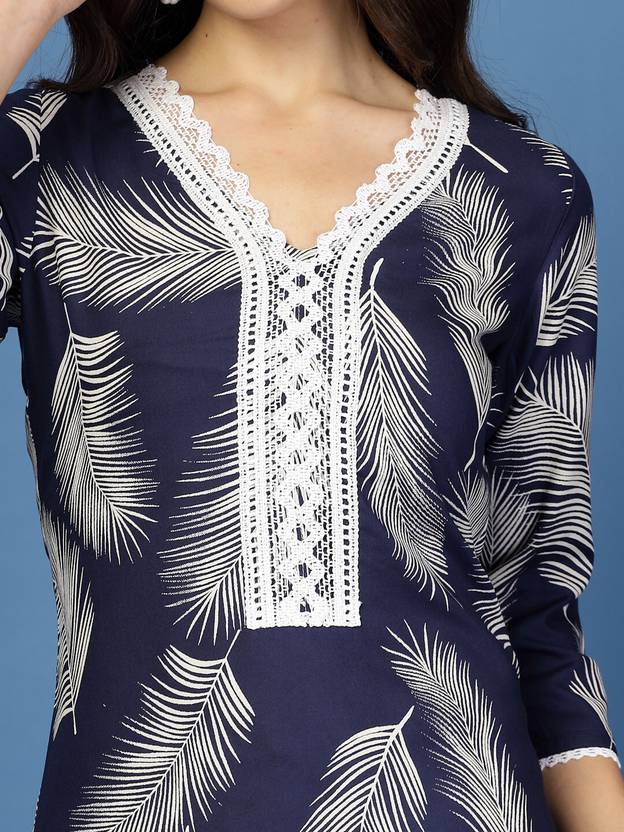 Midnight Blossom Self Design Kurta