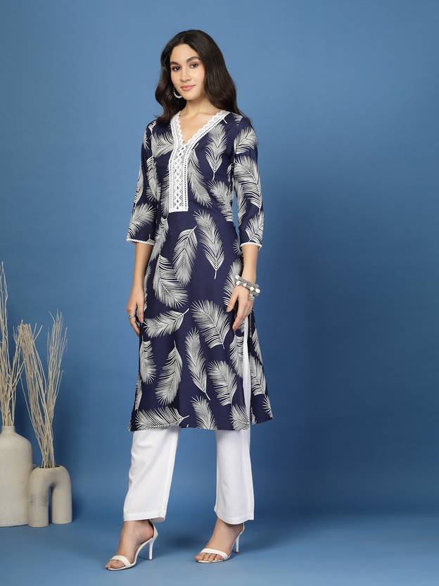 Midnight Blossom Self Design Kurta