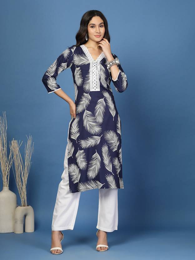 Midnight Blossom Self Design Kurta