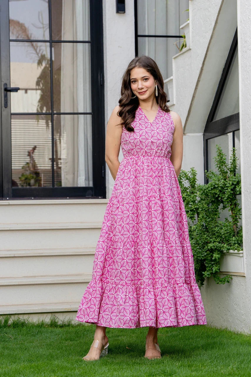 Pink Mirage Geometric Maxi Dress