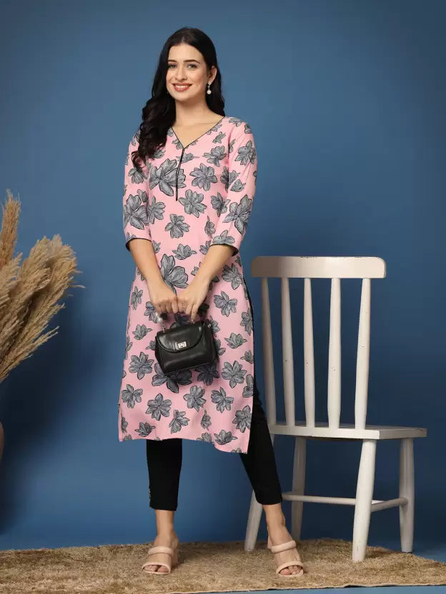 Beautiful Pink Floral Print Kurta