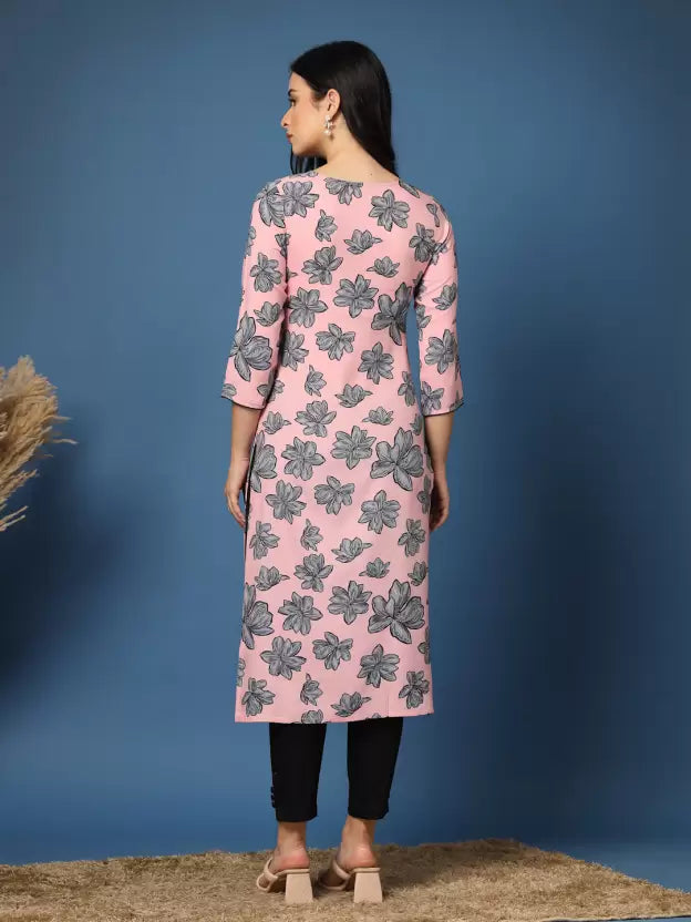 Beautiful Pink Floral Print Kurta