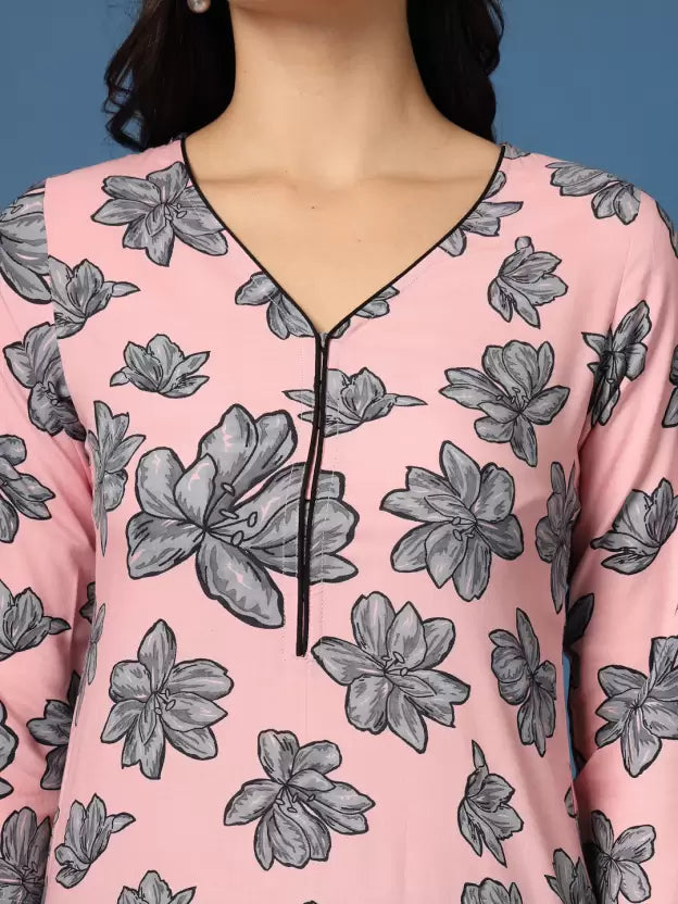 Beautiful Pink Floral Print Kurta