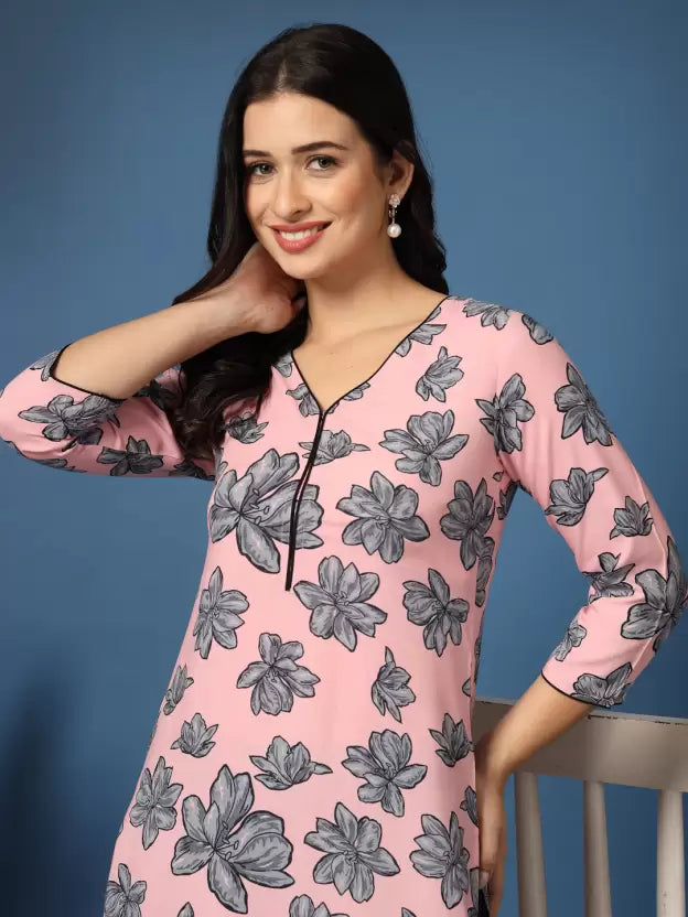 Beautiful Pink Floral Print Kurta
