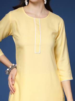 Yellow Solid Straight Kurta