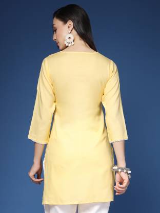 Yellow Solid Straight Kurta