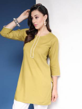 Green Solid Straight Kurta