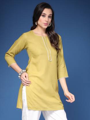 Green Solid Straight Kurta