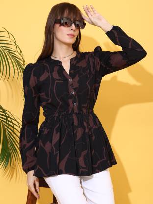 Black & Brown Sweetheart Neck Top