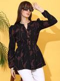 Black & Brown Sweetheart Neck Top