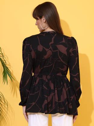 Black & Brown Sweetheart Neck Top