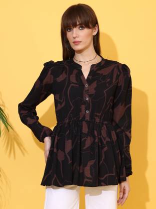 Black & Brown Sweetheart Neck Top