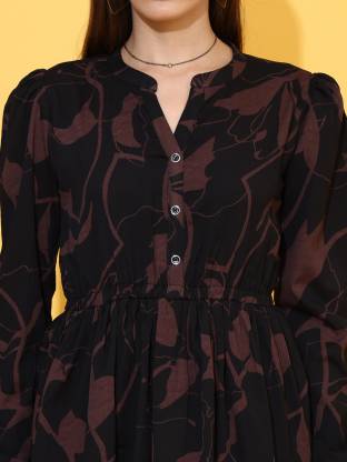 Black & Brown Sweetheart Neck Top