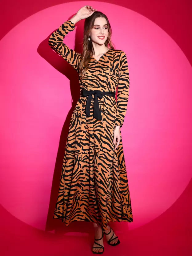 Sunset Noir Fit and Flare Maxi Dress