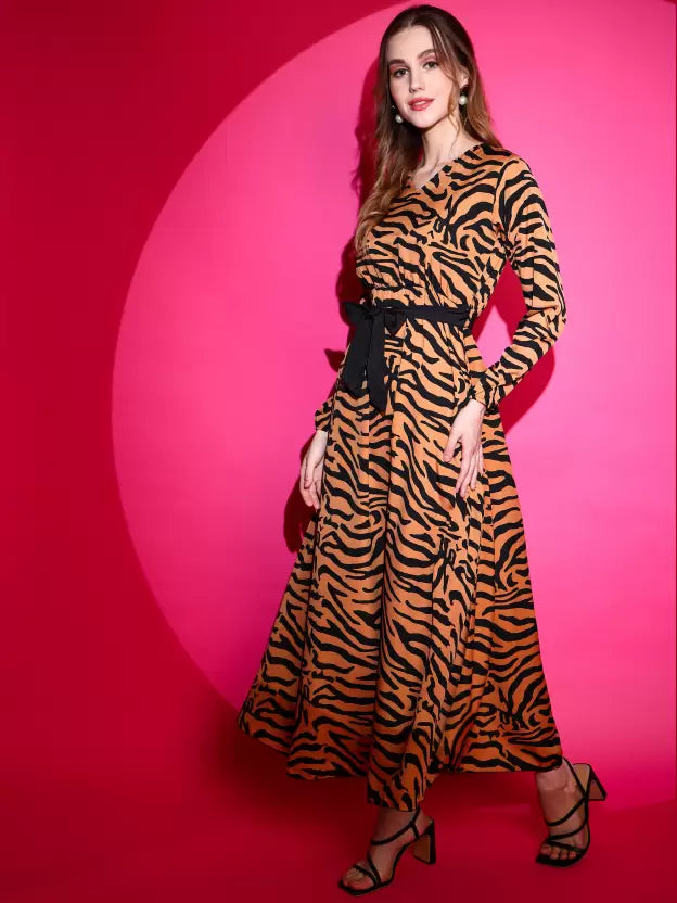 Sunset Noir Fit and Flare Maxi Dress