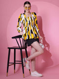 Yellow Floral Print Peplum Top