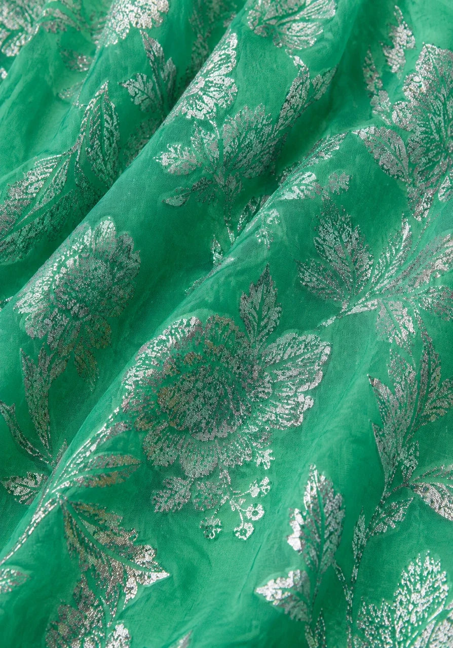 Emerald Bloom Printed Peasant Top