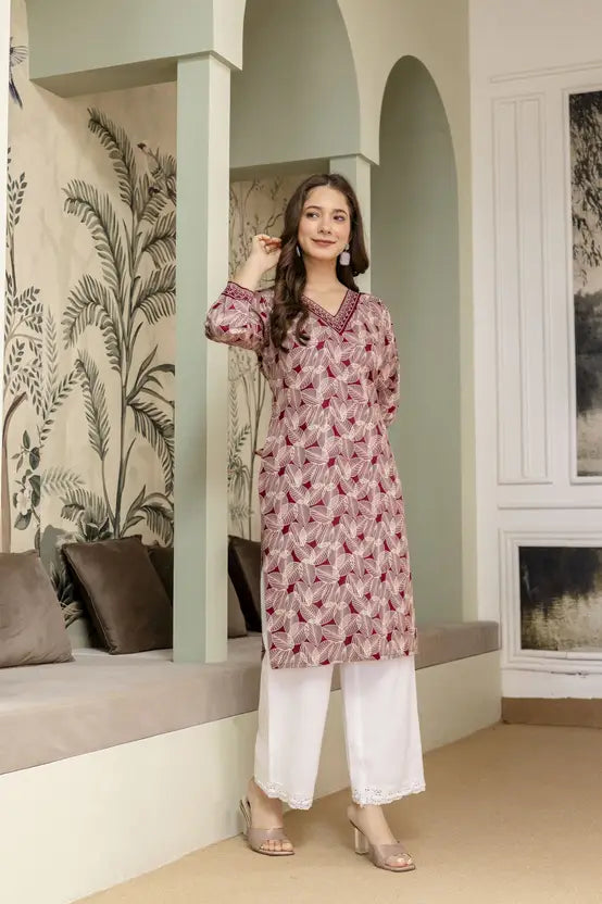 Modern Muse Maroon Geometric Kurta