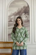 Timeless Green Printed Short Kurta