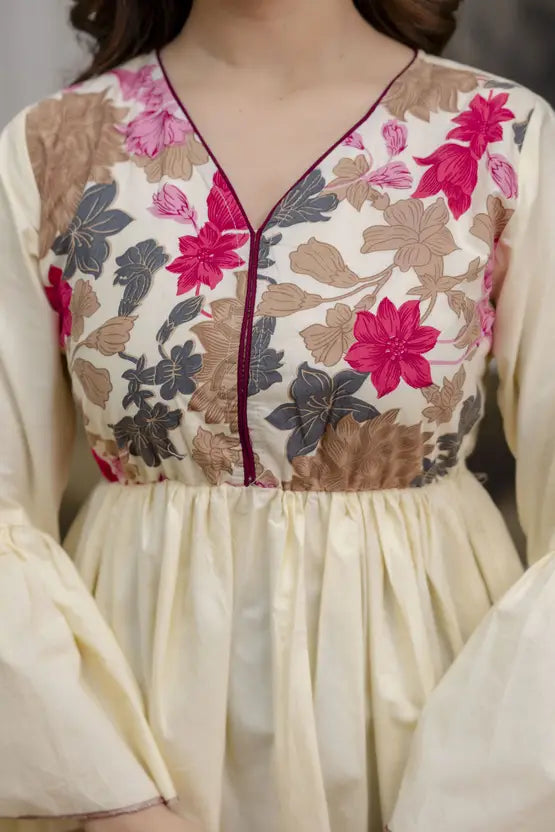 Timeless Petals Off-White Tunic