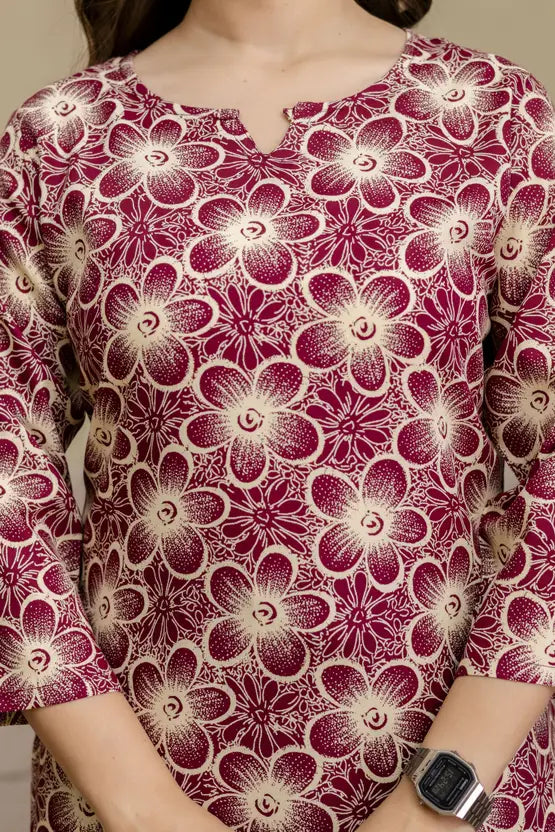 Floral Charm Maroon Kurta