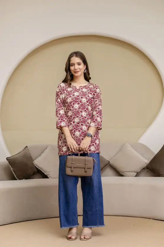 Floral Charm Maroon Kurta