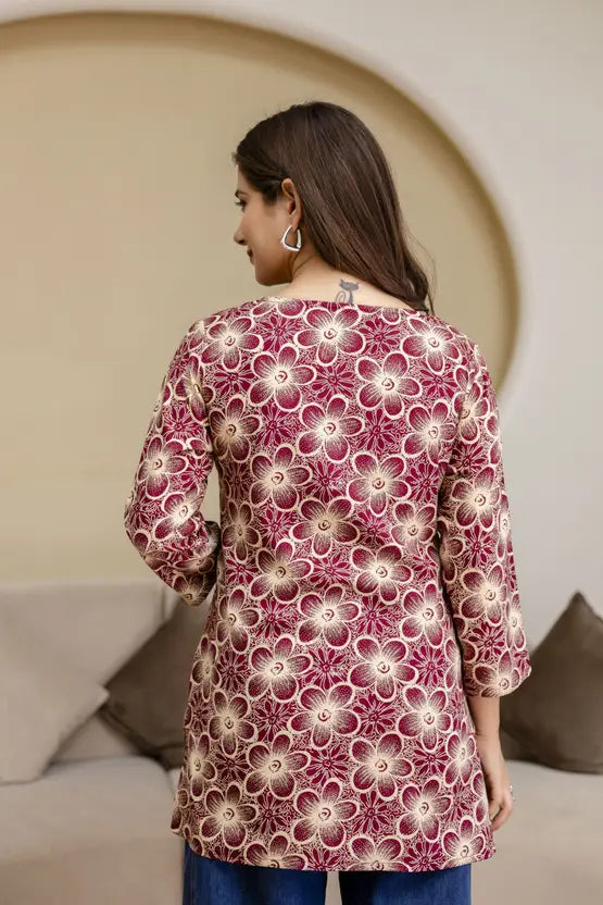 Floral Charm Maroon Kurta