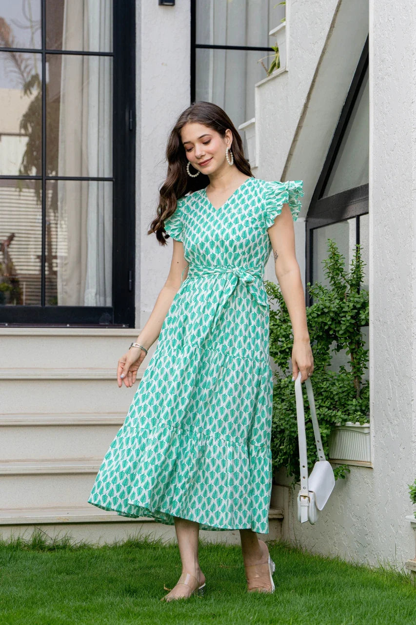 Emerald Charm Tiered Maxi Dress