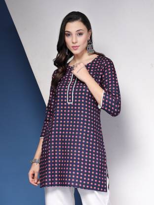 Chic Blue Polka Print Kurta