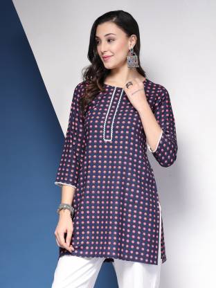 Chic Blue Polka Print Kurta
