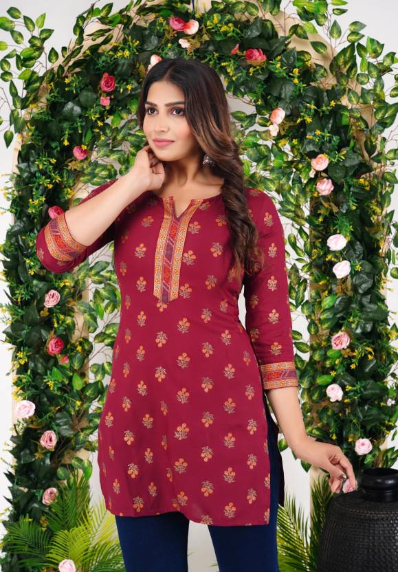 Maroon Bloom Floral Kurta