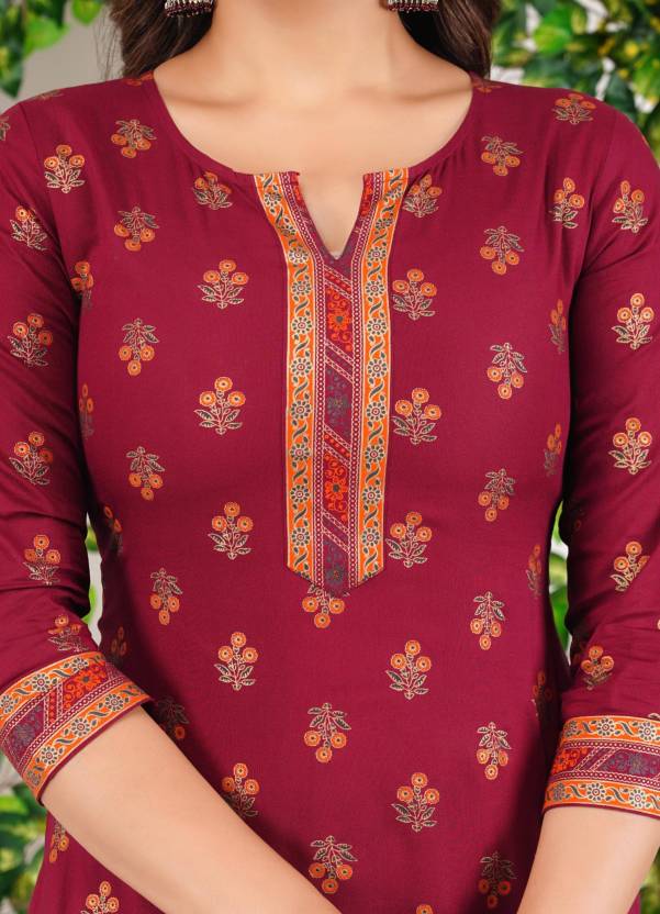 Maroon Bloom Floral Kurta