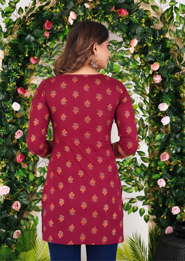 Maroon Bloom Floral Kurta