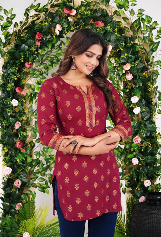 Maroon Bloom Floral Kurta
