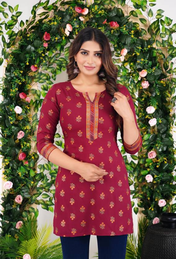 Maroon Bloom Floral Kurta