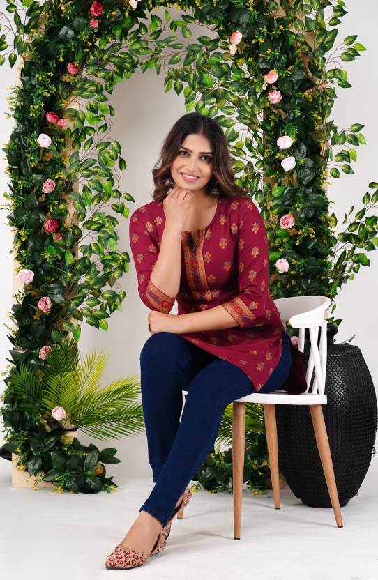 Maroon Bloom Floral Kurta
