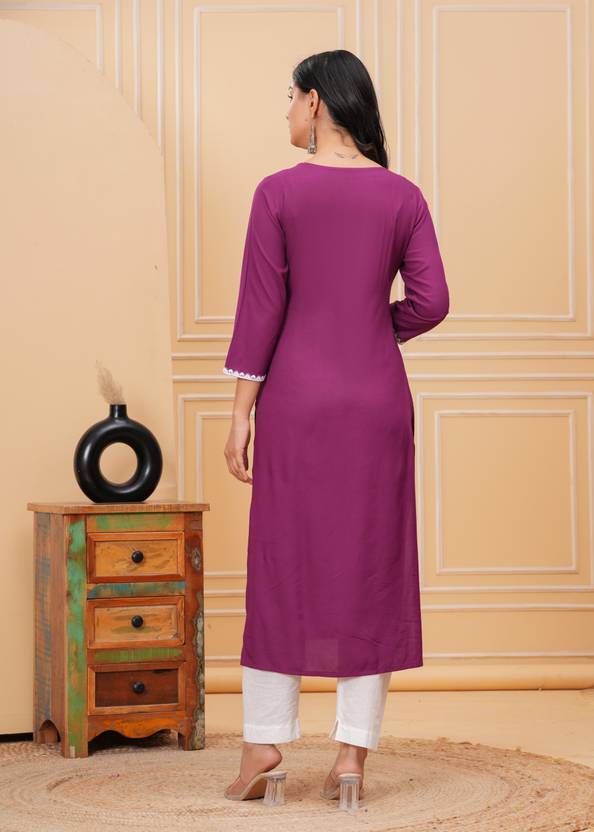 Classic Purple Petal Straight Kurta