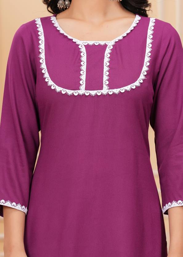 Classic Purple Petal Straight Kurta