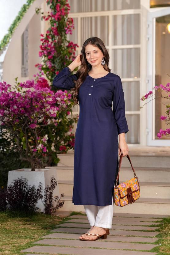 Classic Blue Straight Kurta