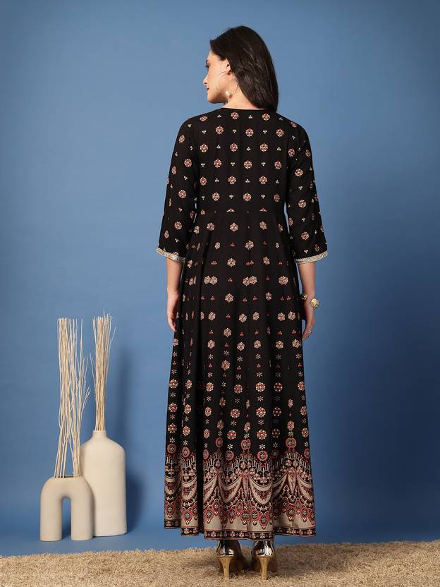 Midnight Bloom Flared Kurta