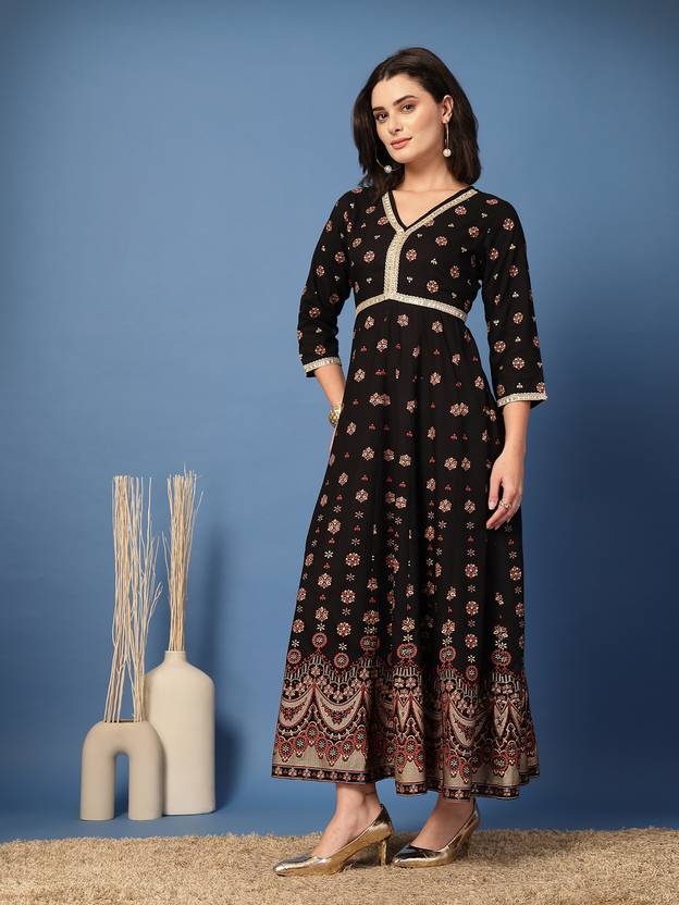 Midnight Bloom Flared Kurta