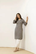 Black Elegance Geometric Print Kurta
