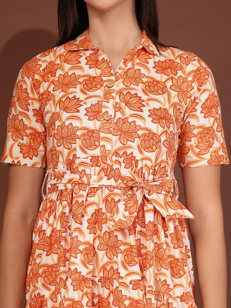 Sunset Bloom Fit & Flare Midi Dress