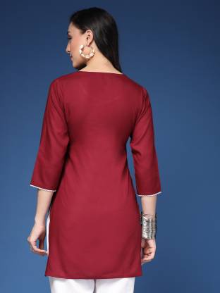 Wine Solid Straight Kurta