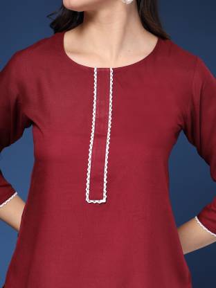 Wine Solid Straight Kurta